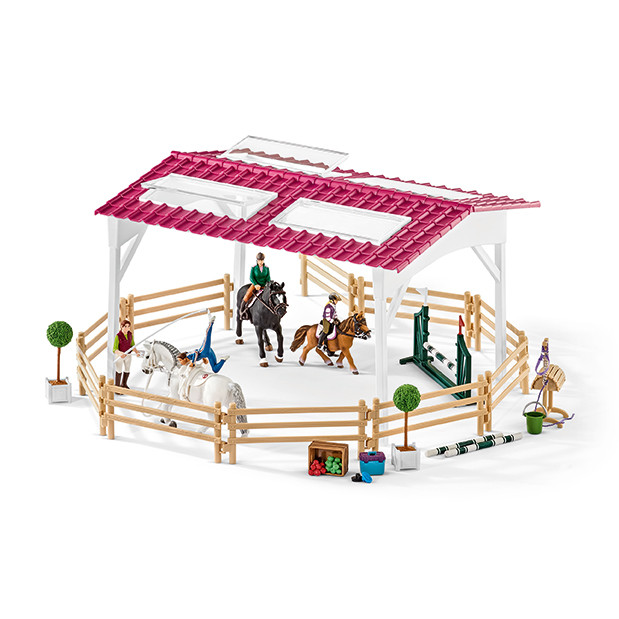Riding school w.riders and horses schleich